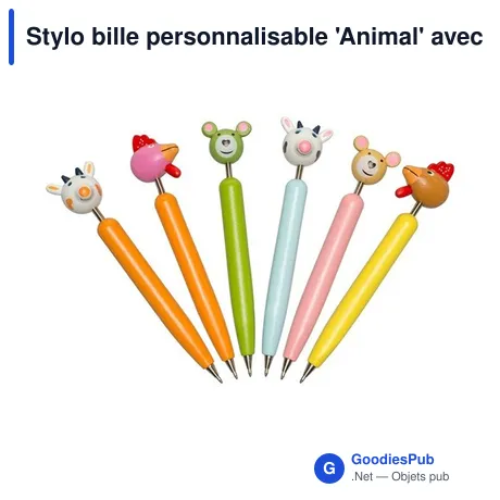 Stylo bille personnalisable 'Animal' avec logo - Lillian