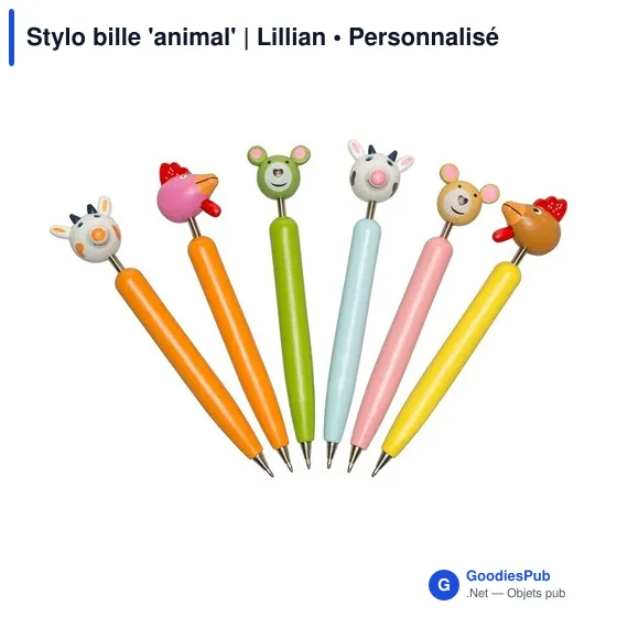Stylo bille personnalisable 'Animal' avec logo - Lillian - Image 1