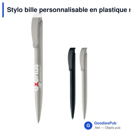 Stylo bille personnalisable en plastique recyclé avec logo - Apollo