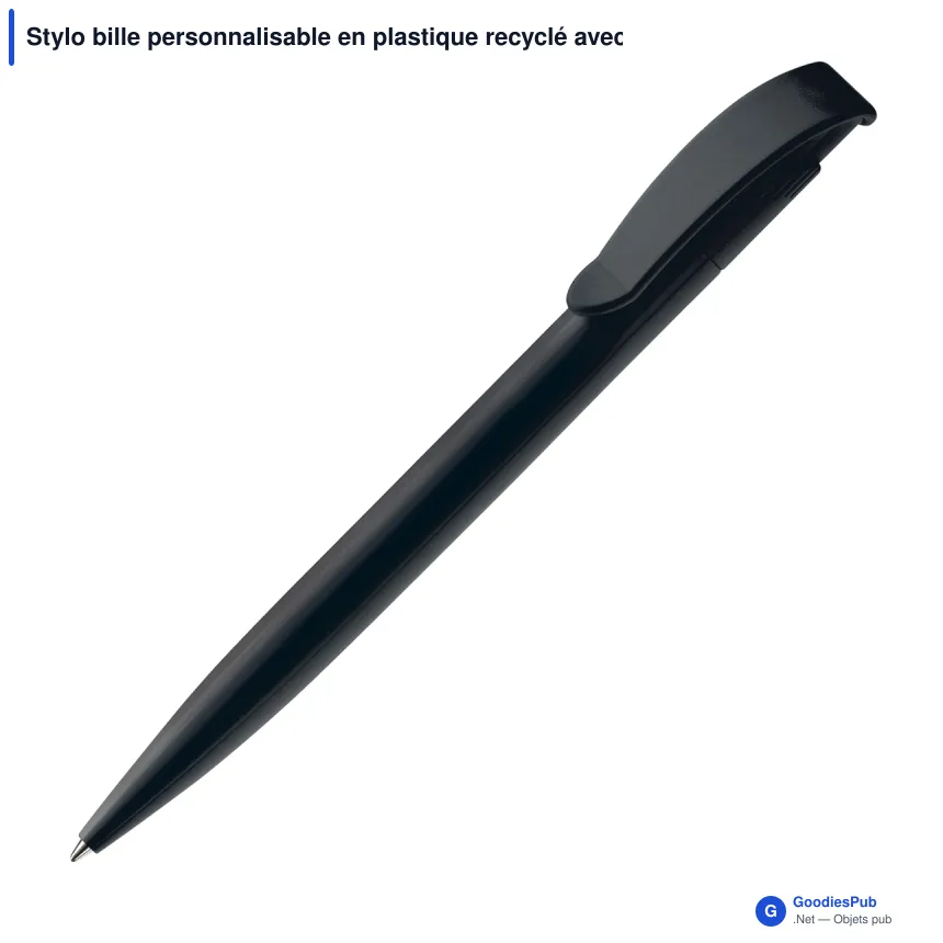 Stylo bille personnalisable en plastique recyclé avec logo - Apollo - Image 2