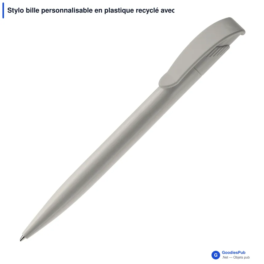 Stylo bille personnalisable en plastique recyclé avec logo - Apollo - Image 3