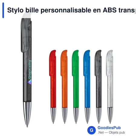 Stylo bille personnalisable en ABS transparent avec pointe métal - Atlas