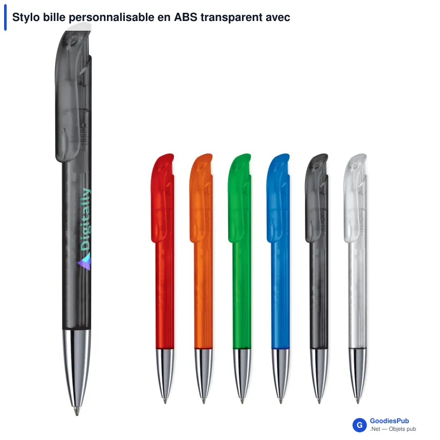 Stylo bille personnalisable en ABS transparent avec pointe métal - Atlas - Image 1