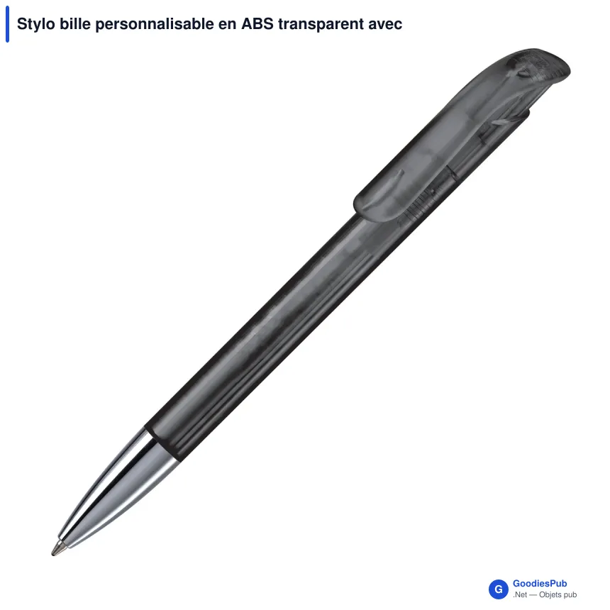 Stylo bille personnalisable en ABS transparent avec pointe métal - Atlas - Image 4