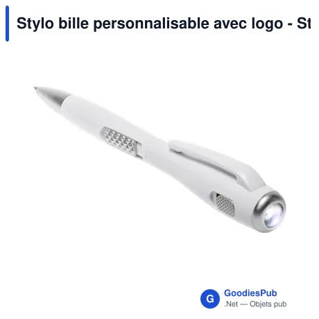 Stylo bille personnalisable avec logo - Stephen en plastique blanc