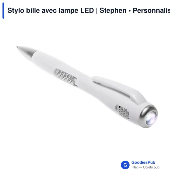 Stylo bille personnalisable avec logo - Stephen en plastique blanc - Image 1