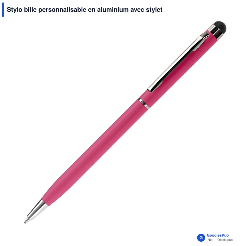 Stylo bille personnalisable en aluminium avec stylet avec logo - Stylet Alu - Image 2