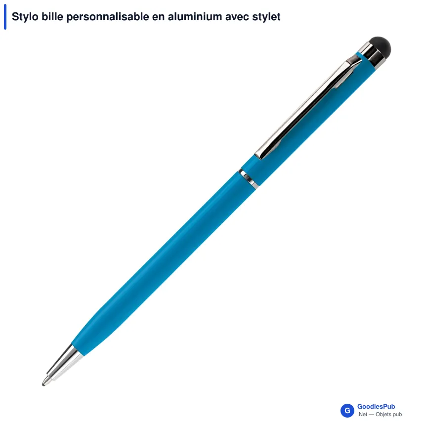 Stylo bille personnalisable en aluminium avec stylet avec logo - Stylet Alu - Image 3