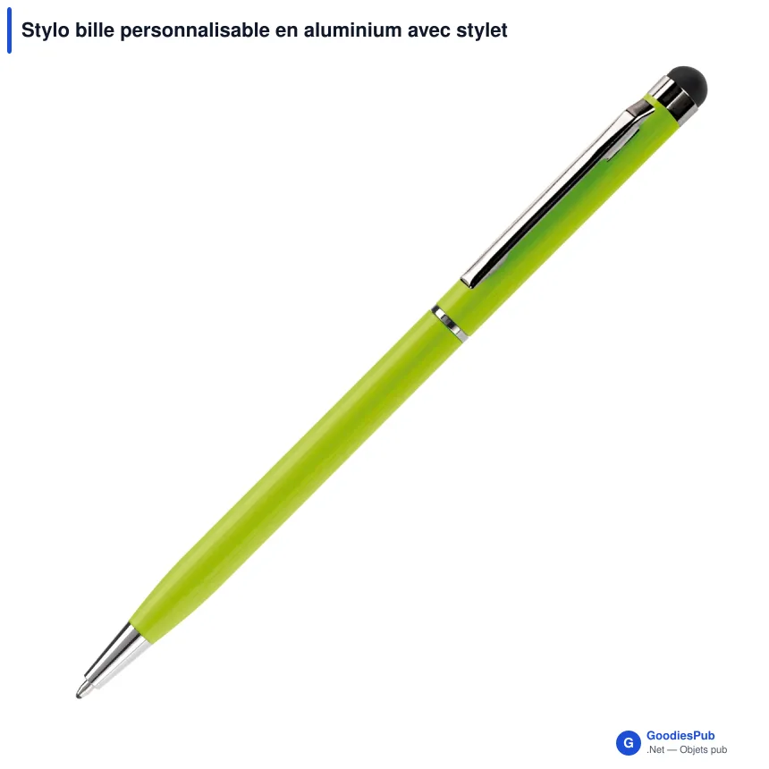 Stylo bille personnalisable en aluminium avec stylet avec logo - Stylet Alu - Image 4