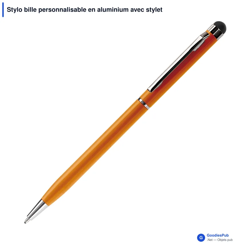 Stylo bille personnalisable en aluminium avec stylet avec logo - Stylet Alu - Image 5