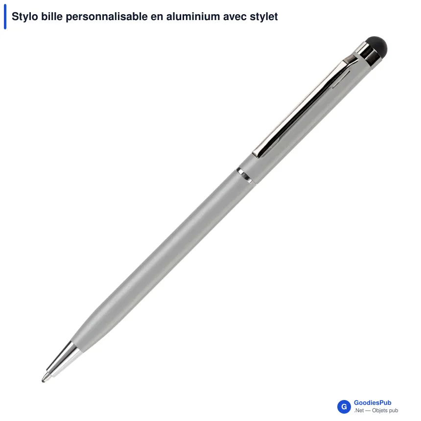 Stylo bille personnalisable en aluminium avec stylet avec logo - Stylet Alu - Image 6