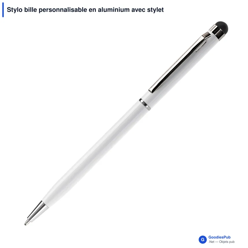 Stylo bille personnalisable en aluminium avec stylet avec logo - Stylet Alu - Image 7
