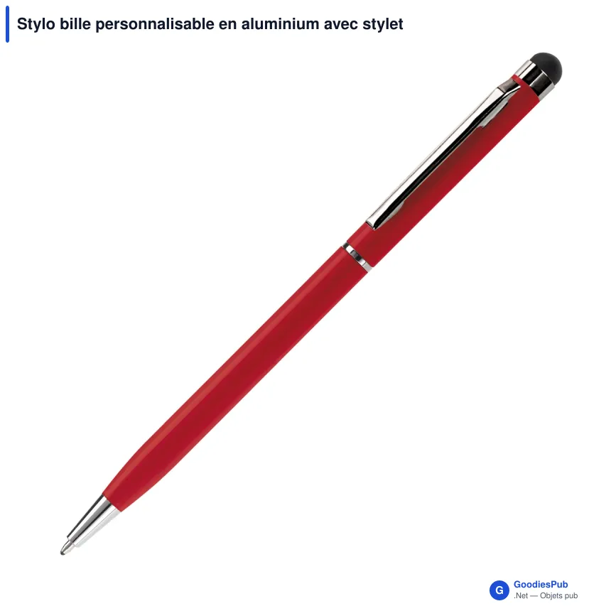 Stylo bille personnalisable en aluminium avec stylet avec logo - Stylet Alu - Image 8