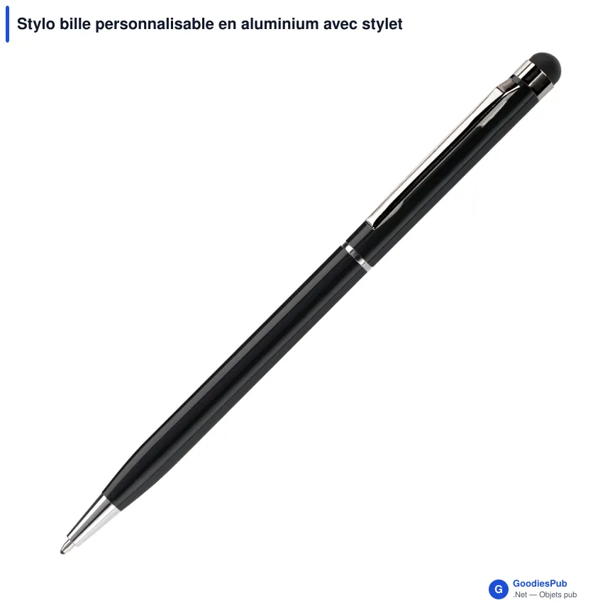 Stylo bille personnalisable en aluminium avec stylet avec logo - Stylet Alu - Image 9