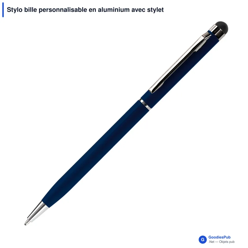Stylo bille personnalisable en aluminium avec stylet avec logo - Stylet Alu - Image 10