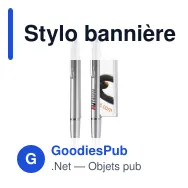 Stylo bannière personnalisable en ABS et métal avec logo - Argent - Miniature 1