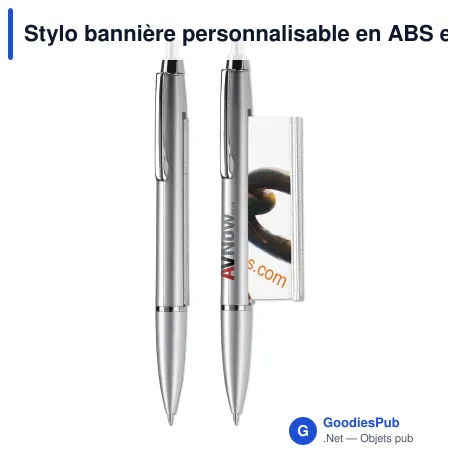 Stylo bannière personnalisable en ABS et métal avec logo - Argent