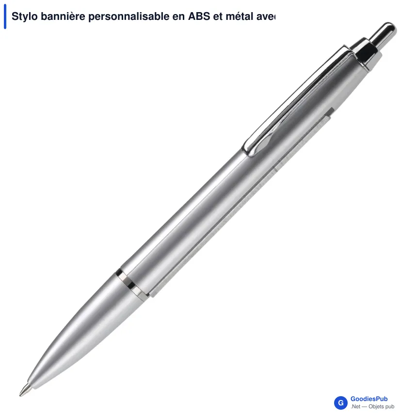 Stylo bannière personnalisable en ABS et métal avec logo - Argent - Image 2