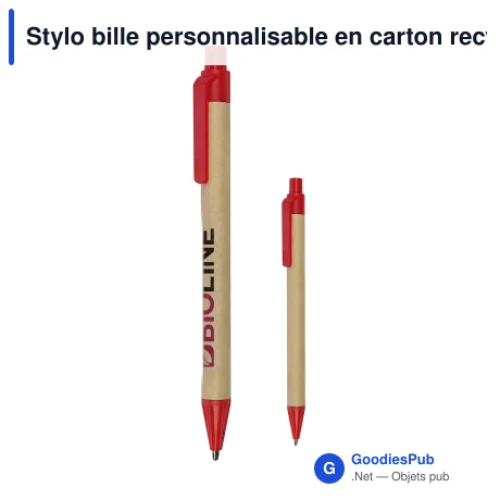 Stylo bille personnalisable en carton recyclé avec logo