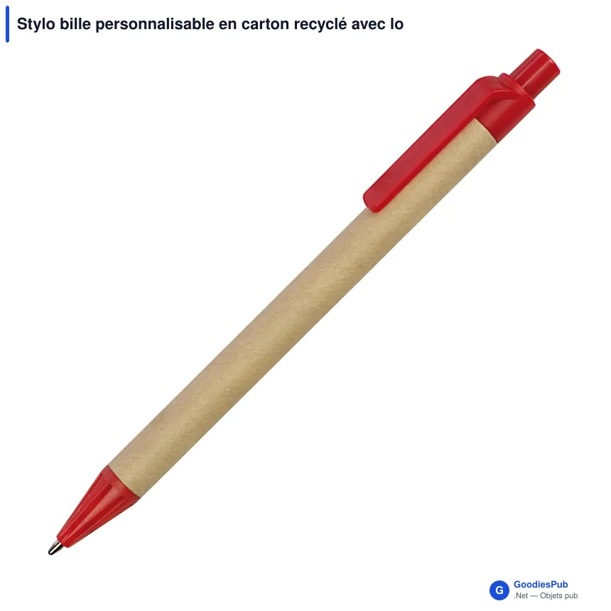 Stylo bille personnalisable en carton recyclé avec logo - Image 2