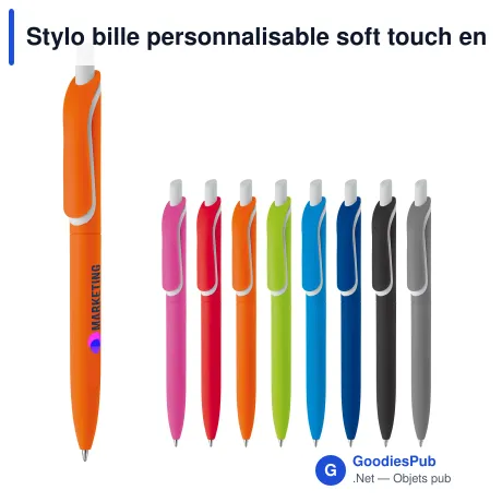 Stylo bille personnalisable soft touch en ABS recyclé avec logo - ClickShadow