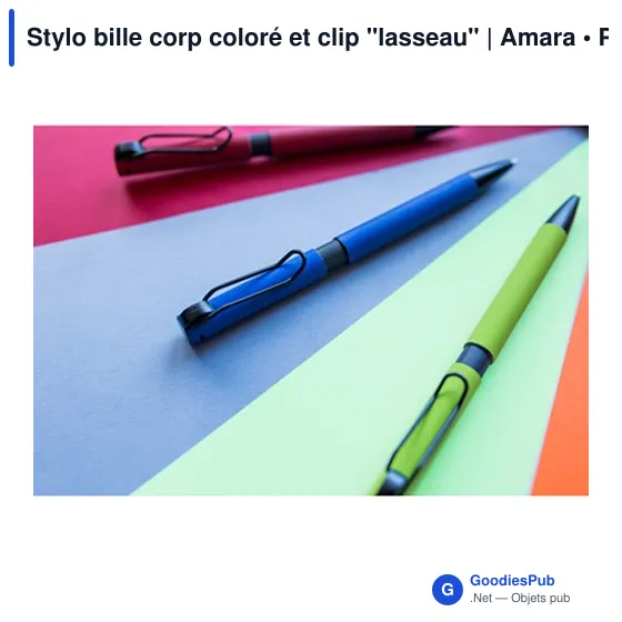 Stylo bille corp coloré et clip "lasseau" | Amara - Image 2