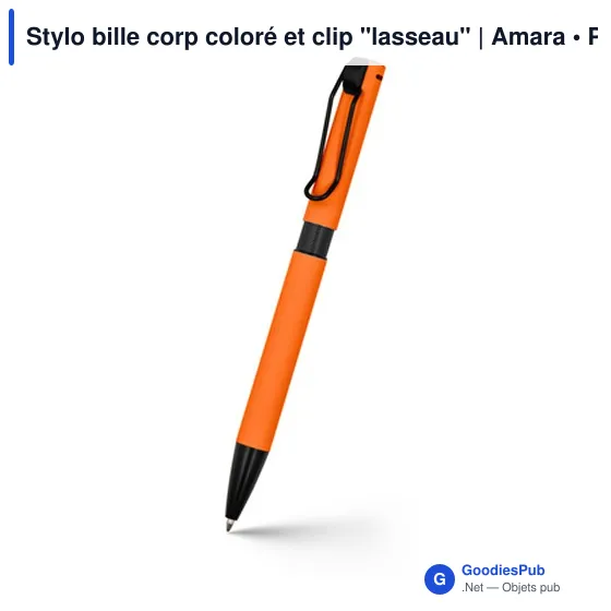 Stylo bille corp coloré et clip "lasseau" | Amara - Image 3