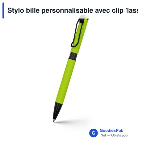 Stylo bille personnalisable avec clip 'lasseau' pour logo - Amara