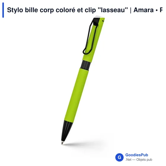 Stylo bille corp coloré et clip "lasseau" | Amara - Image 1