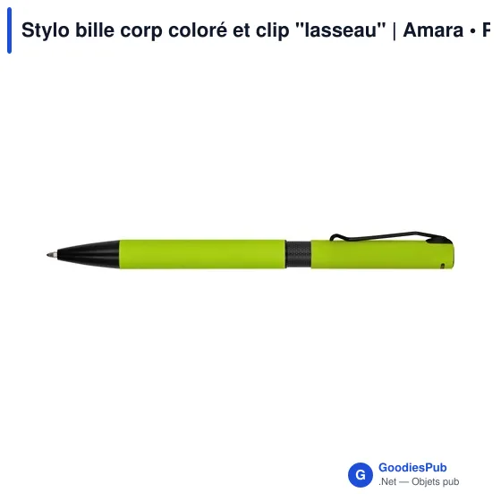 Stylo bille corp coloré et clip "lasseau" | Amara - Image 2