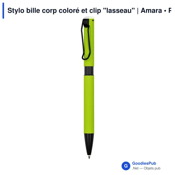 Stylo bille corp coloré et clip "lasseau" | Amara - Image 3