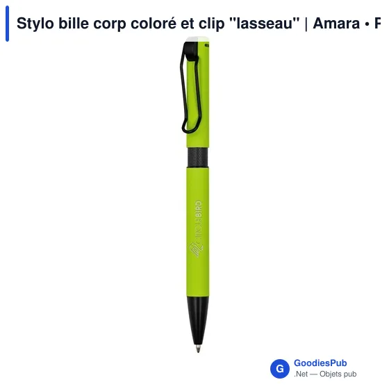 Stylo bille corp coloré et clip "lasseau" | Amara - Image 5