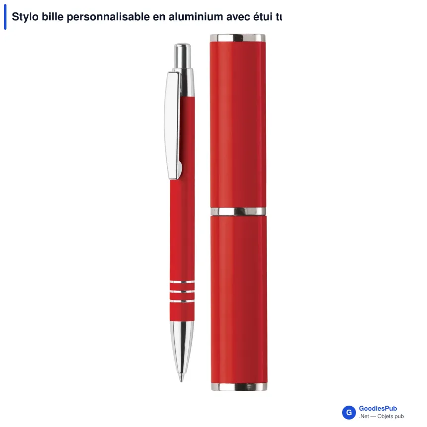 Stylo bille personnalisable en aluminium avec étui tube métal - Image 2