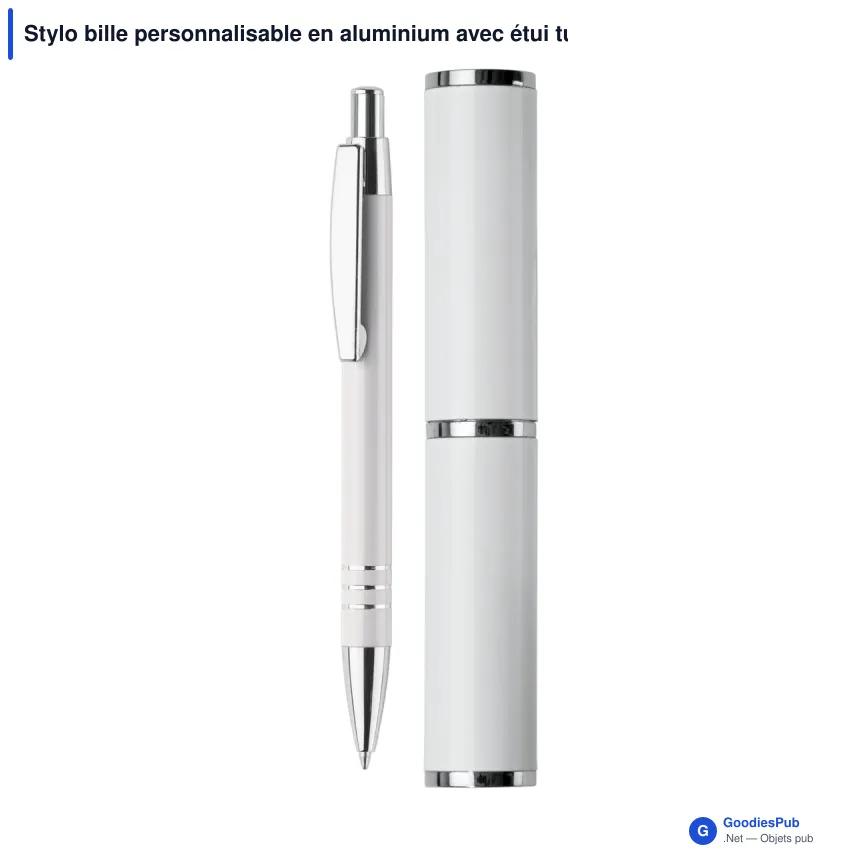 Stylo bille personnalisable en aluminium avec étui tube métal - Image 3