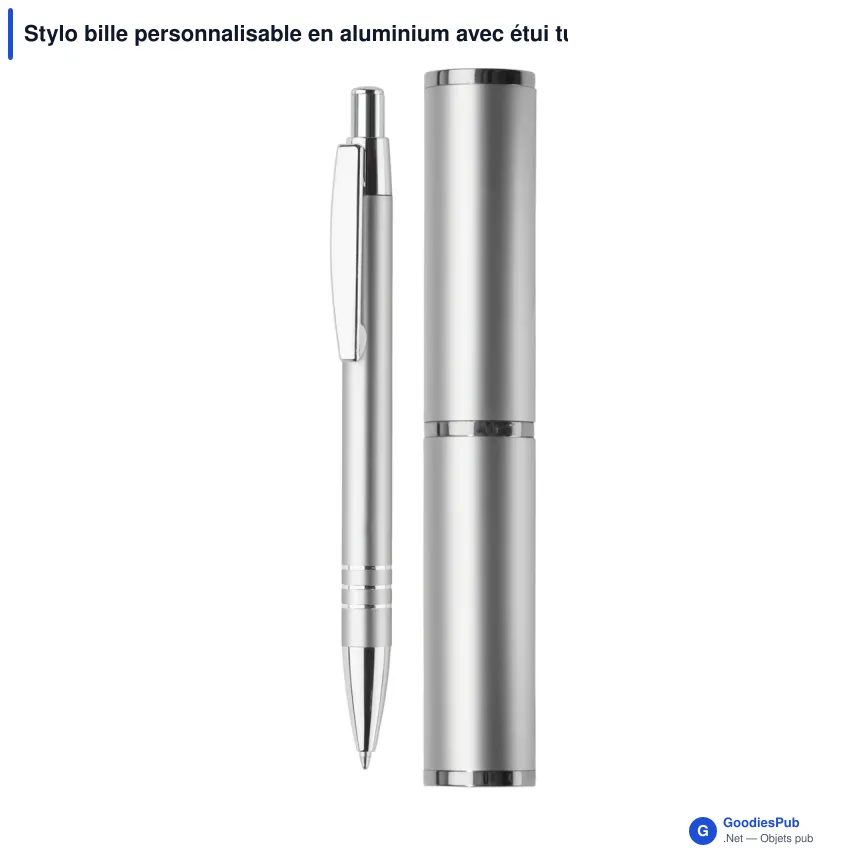 Stylo bille personnalisable en aluminium avec étui tube métal - Image 4