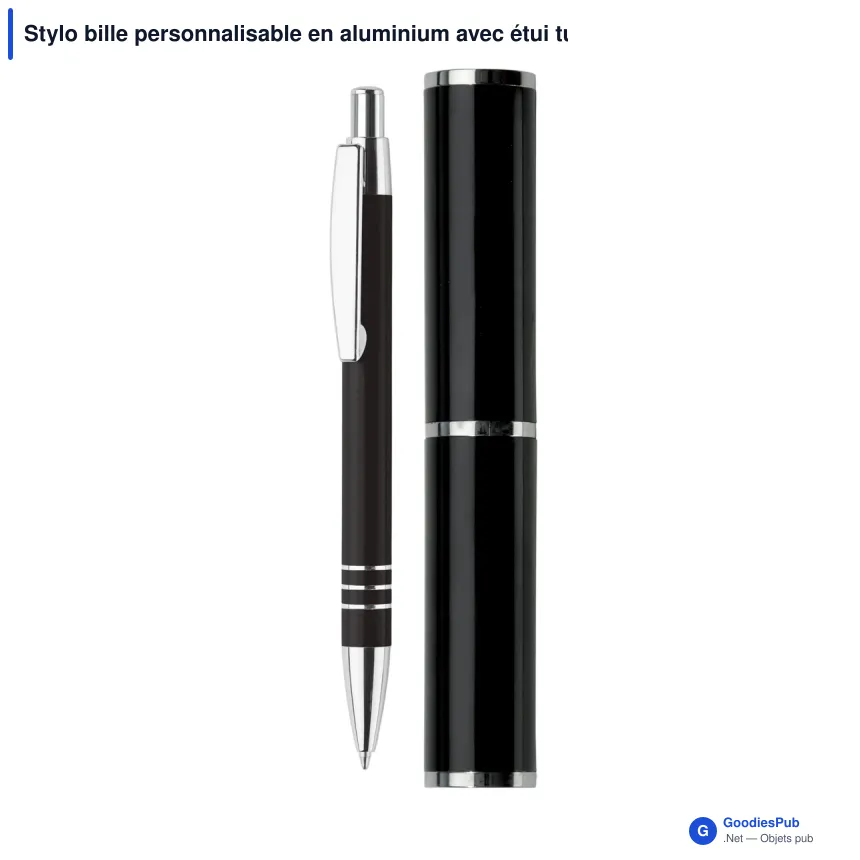 Stylo bille personnalisable en aluminium avec étui tube métal - Image 5