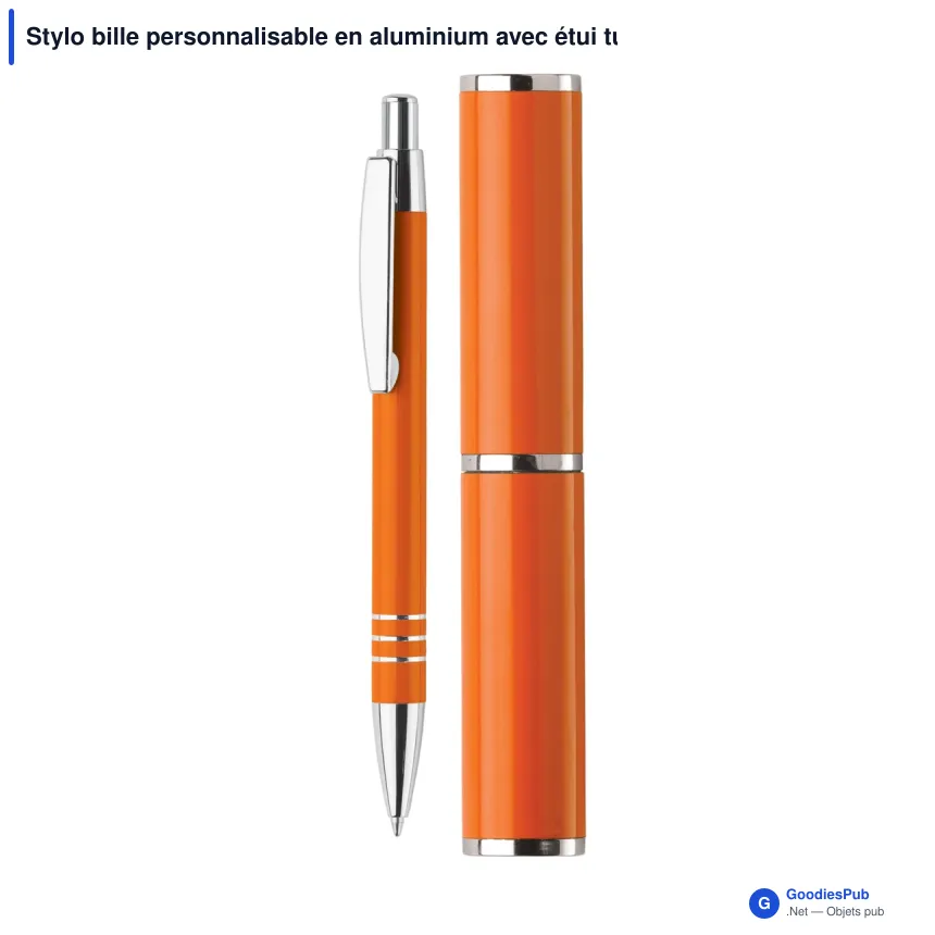 Stylo bille personnalisable en aluminium avec étui tube métal - Image 6