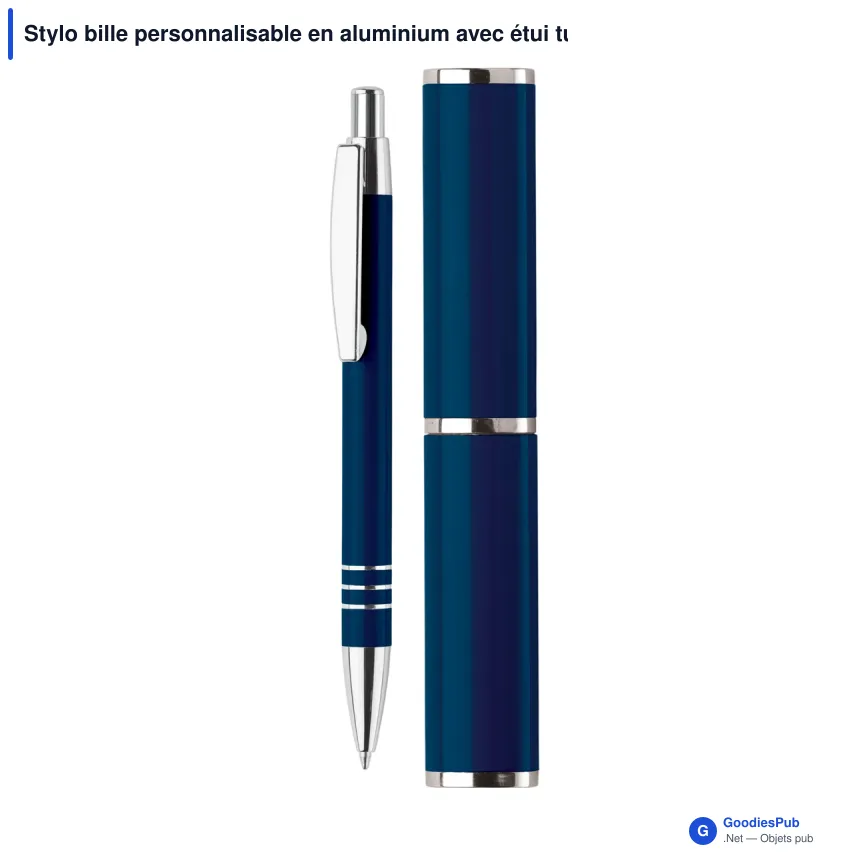 Stylo bille personnalisable en aluminium avec étui tube métal - Image 7