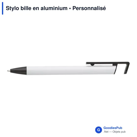 Stylo bille personnalisable en aluminium avec support de téléphoneavec logo - Image 3