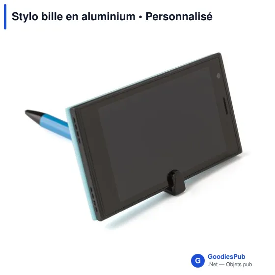 Stylo bille personnalisable en aluminium avec support de téléphoneavec logo - Image 4