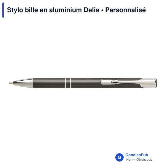 Stylo bille personnalisable en aluminium Delia avec logo - Image 1