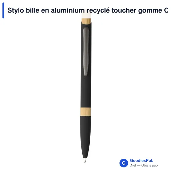 Stylo bille en aluminium recyclé toucher gomme Calandra - Image 1