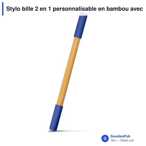 Stylo bille 2 en 1 personnalisable en bambou avec logo | Mikayla - Image 11