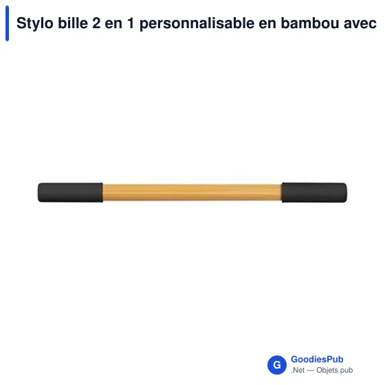 Stylo bille 2 en 1 personnalisable en bambou avec logo | Mikayla - Image 6