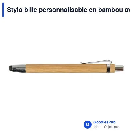 Stylo bille personnalisable en bambou avec logo - modèle Jerome
