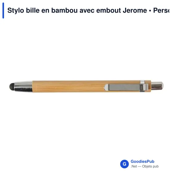 Stylo bille personnalisable en bambou avec logo - modèle Jerome - Image 2