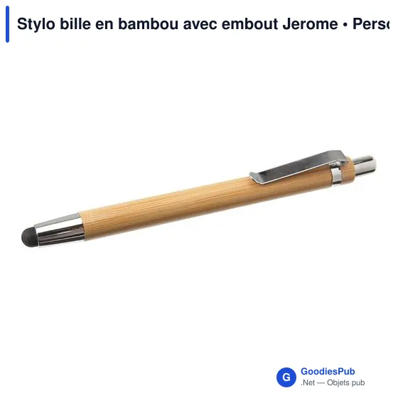 Stylo bille personnalisable en bambou avec logo - modèle Jerome - Image 3