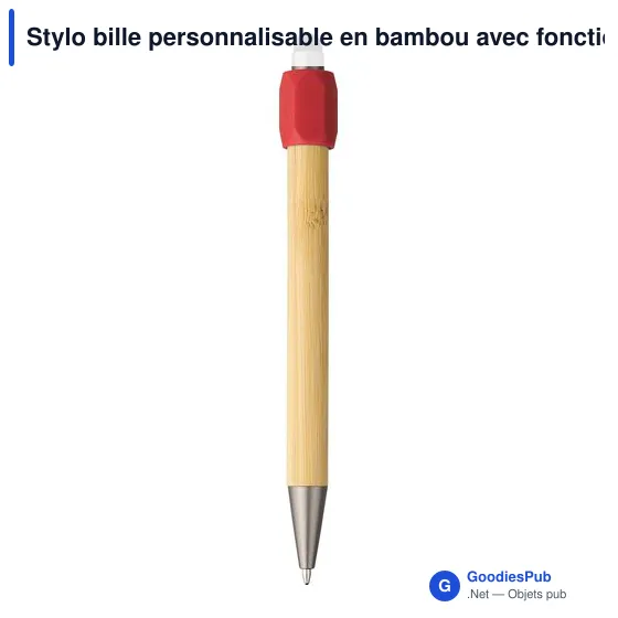 Stylo bille personnalisable en bambou avec fonction spinner - Fennavec logo - Image 1