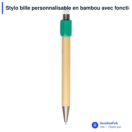 Stylo bille personnalisable en bambou avec fonction spinner - Fennavec logo - Image 2