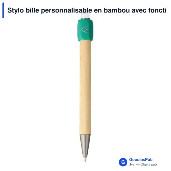 Stylo bille personnalisable en bambou avec fonction spinner - Fennavec logo - Image 11